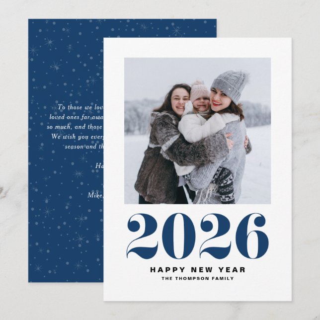 Nyårsfoto för 2025 års fetstil - nyårsfoto julkort (Fram/baksida)