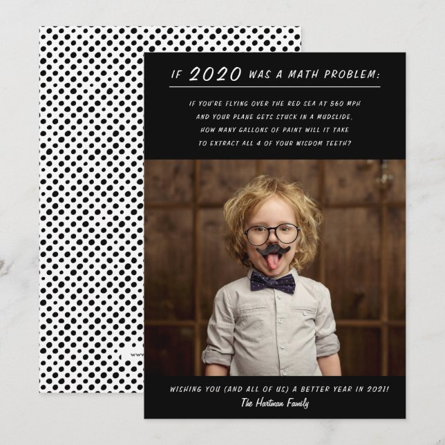 Nyårsfoto för nyårsaftproblem med matematik 2020 julkort (Fram/baksida)