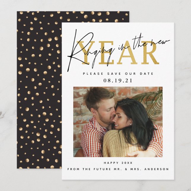 Nyårsfotografi Spara Datumet (Fram/baksida)