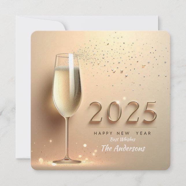 Nyårshälsning med champagne julkort (Framsida)