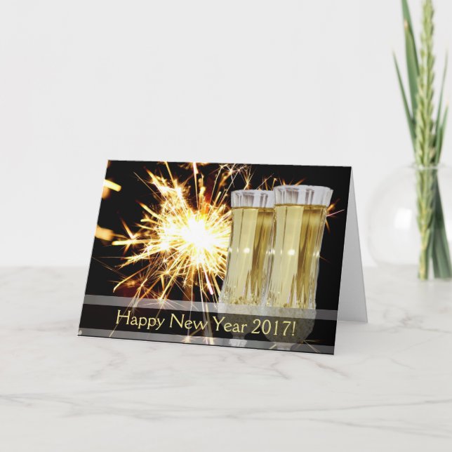 Nyårshälsningar Julkort Champagne Helgkort (Framsida)