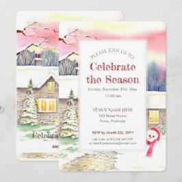 Nyårsinbjudan till nyårspartiet Snowy Cottage Inbjudningar