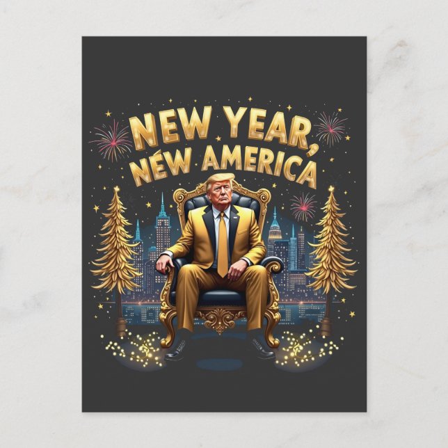 Nyårsinstallation av New America Proud Maga Trump Vykort (Framsida)