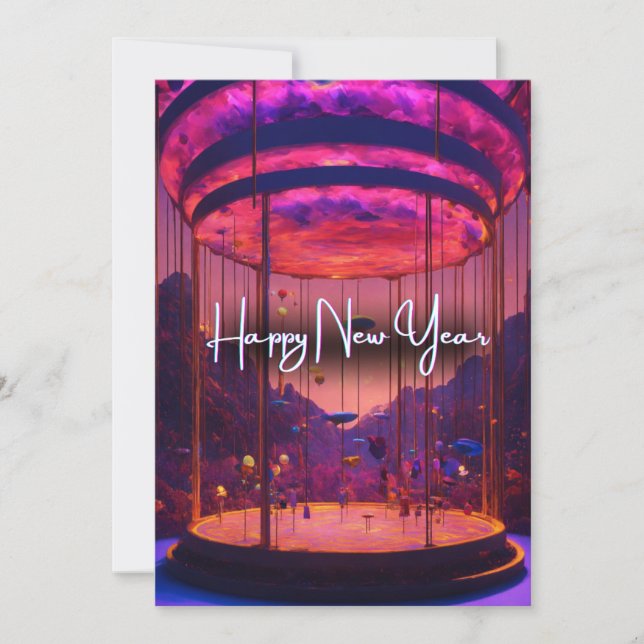 Nyårsjakt på Himlar: Luftballong festival Julkort (Framsida)