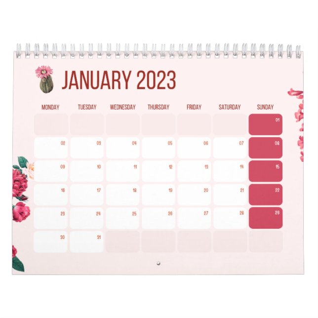 Nyårskalender 2023, blommor, Jan Kalender (Omslag)