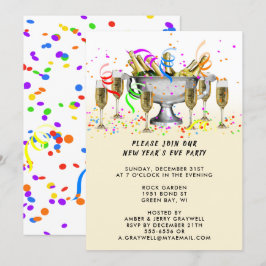nyårskonfetti och spritdrycker Kväll Party, ZRP Inbjudningar