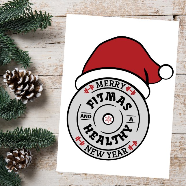 Nyårskort för Merry Fitmas och Healty Tack Kort (Skapare uppladdad)