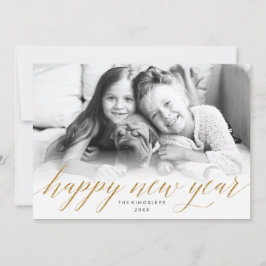 Nyårskort i gryningen i Faux Guld Glitter Julkort