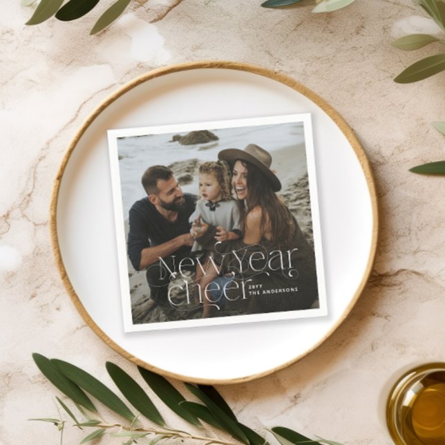 Nyårsmodern Foto elegant Art Deco-typografi Pappersservett (Skapare uppladdad)