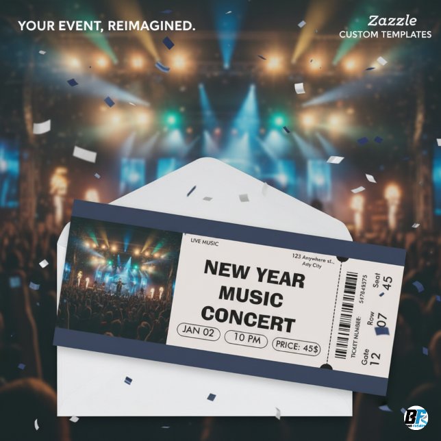 Nyårsmusikkonsert Anpassad Biljett Inbjudningar (New Year Concert Ticket)