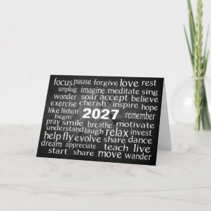 Nyårsordmoln 2027 helgkort