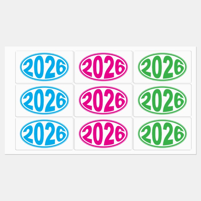 Nyårsoval klistermärke 2026 (Ark)