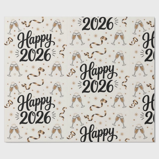 Nyårspapper 2026 - Inpackningspapper Presentpapper (Platt)