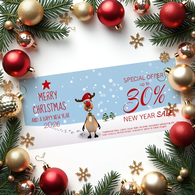 Nyårsrabatt på nyårsförsäljning av Renindeer Reklamkort (Skapare uppladdad)