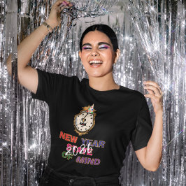 Nyårsstämning 2026 Guldtrimmad klocka T Shirt