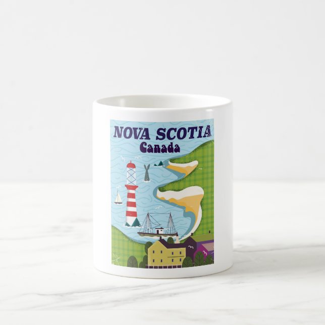 Nyaskottland Kanada Vintage Resaaffisch Kaffemugg (Center)