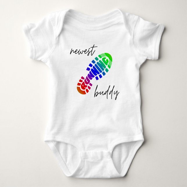 Nyast Running Buddy Baby Bodykostym T Shirt (Framsida)