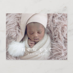 Nyaste familjemedlem Modern Chic Babyfödsel Meddelande Vykort