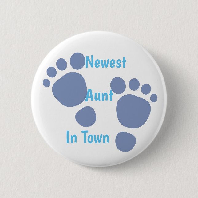 Nyaste Moster i Town Blue Baby Footprint Button Knapp (Framsida)