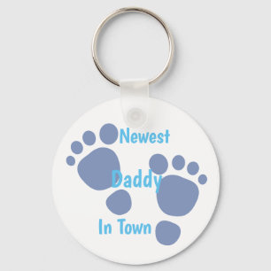 Nyaste pappa i Town Blue Baby-fotavtryck Nyckelring