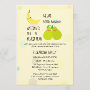 Nyaste Pear Gender Neutral Twillingar Baby Shower Inbjudningar