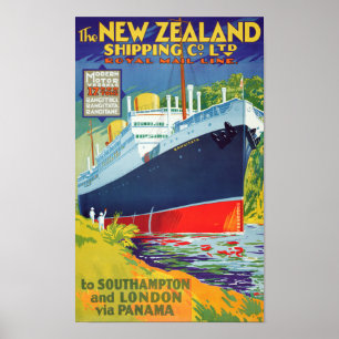 Nyazeeländsk återställd vintage resoraffisch poster