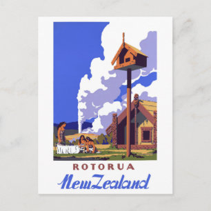 Nyazeeländsk återställd vintage resoraffisch vykort