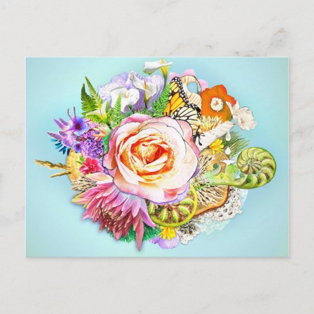 Nyazeeländsk collage vykort (Framsida)