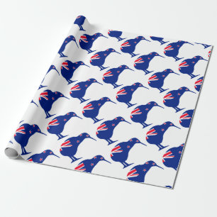 Nyazeeländsk flagga med KiwisIlhouetten Presentpapper