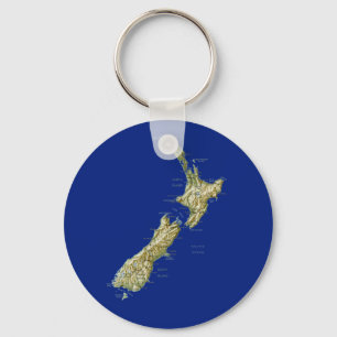 Nyazeeländsk karta Keychain Nyckelring