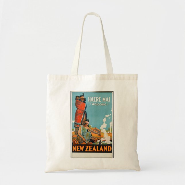 Nyazeeländsk Maori Retro vintage resoraffisch Tygkasse (Framsidan)