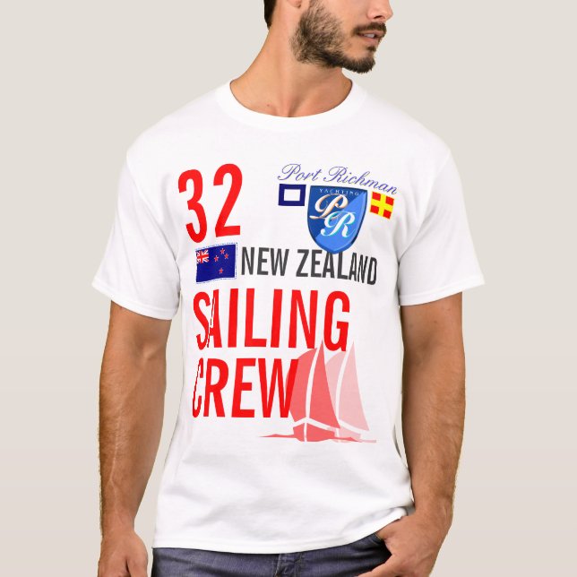 Nyazeeländsk nautisk seglingbesättning t shirt (Framsida)