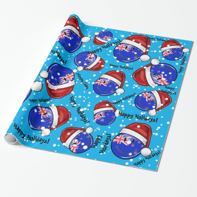 Nyazeeländsk stil för jul som ler flagga presentpapper (Utrullad)