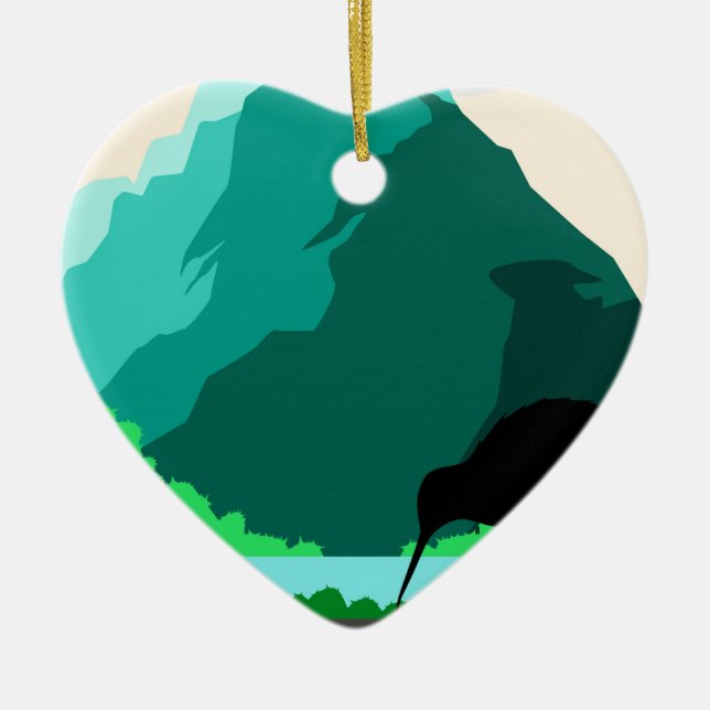 Nyazeeländsk vintagedesign julgransprydnad keramik (Framsidan)