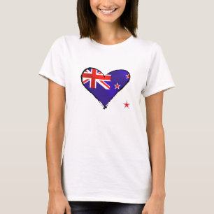 Nyazeeländska gåvor för kärlekhjärtaflagga tee shirt