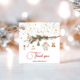 Nybabydusch för Santa Baby Rustic Winter Greenery Gåvor Etiketter