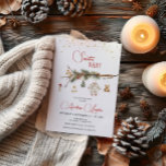 Nybabydusch för Santa Baby Rustic Winter Greenery Inbjudningar<br><div class="desc">Anpassa med din egen formulering genom att helt enkelt trycka på anpassningsknappen för att lägga till egna uppgifter och/eller ändra ordning och format på stil och placering av texten. Meddelande mig om anpassningsbar. Besök vår butik för mer design och matchande objekt (eller hela samlingen!) © Party & Confetti</div>