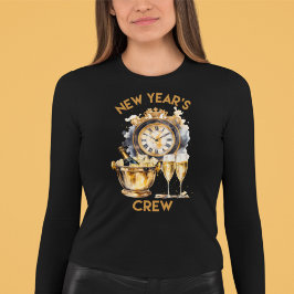 Nybesättning för nya år i svart och Guld T Shirt