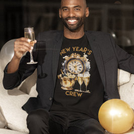 Nybesättning för nya år i svart och Guld T Shirt