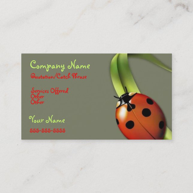 Nybiljett för Lady Bug Visitkort (Framsida)