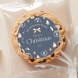 Nyblått vattenfärgstreck - julklapp runt klistermärke