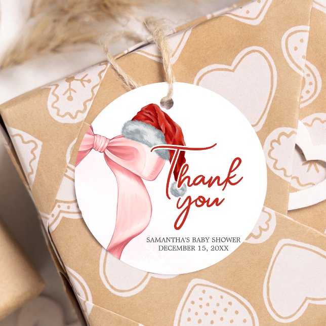 Nybörjardisken för julvinter gåvor etiketter (Santa Baby Coquette Christmas Winter Baby Shower Favor Tags)