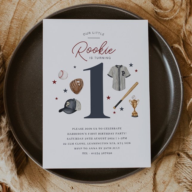 Nybörjare 1:a födelsedag - 1 inbjudan (Rookie 1st Birthday - 1 Invitation)