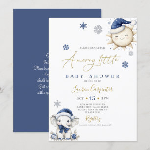 Nybörjare, blå merry Little Shower Inbjudningar