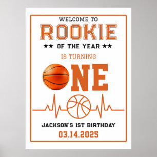 Nybörjare för året 1:a födelsedag Basketball Poster
