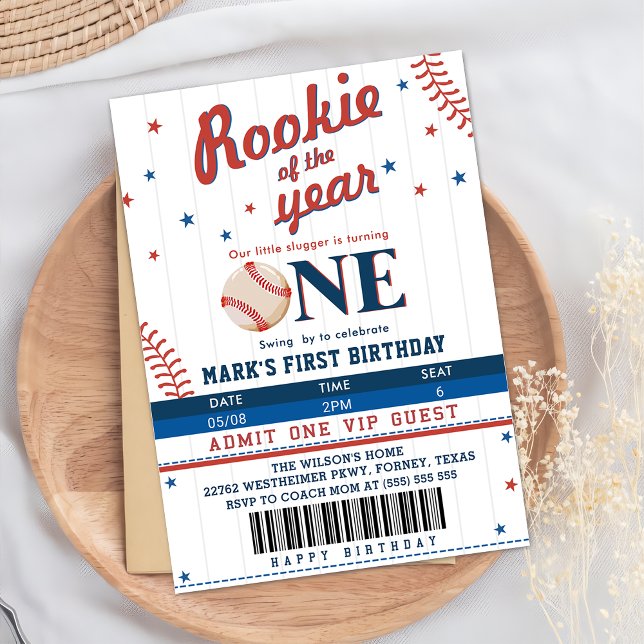 Nybörjare för året 1:a födelsedag i Baseball Bilje Inbjudningar (Skapare uppladdad)