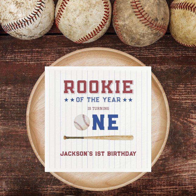 Nybörjare för året 1:a födelsedag pappersservett (Rookie of the year - baseball first birthday)