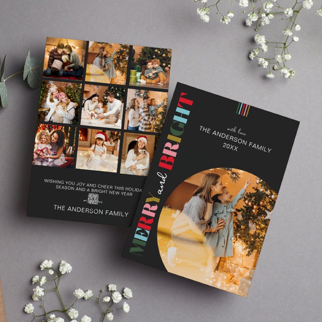 Nybörjare för Merry & Bright Retro-julfoton, svart Julkort (Skapare uppladdad)