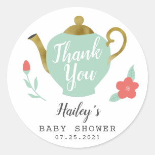 Nybörjare för Whimsique Tea Party Baby Shower Runt Klistermärke