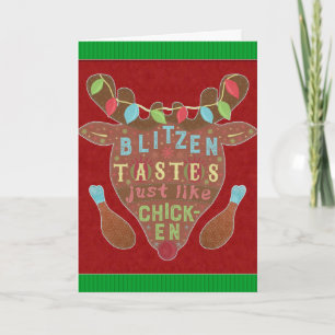 Nybörjare jul, baren, Chicken Reindeer Humor Helgkort